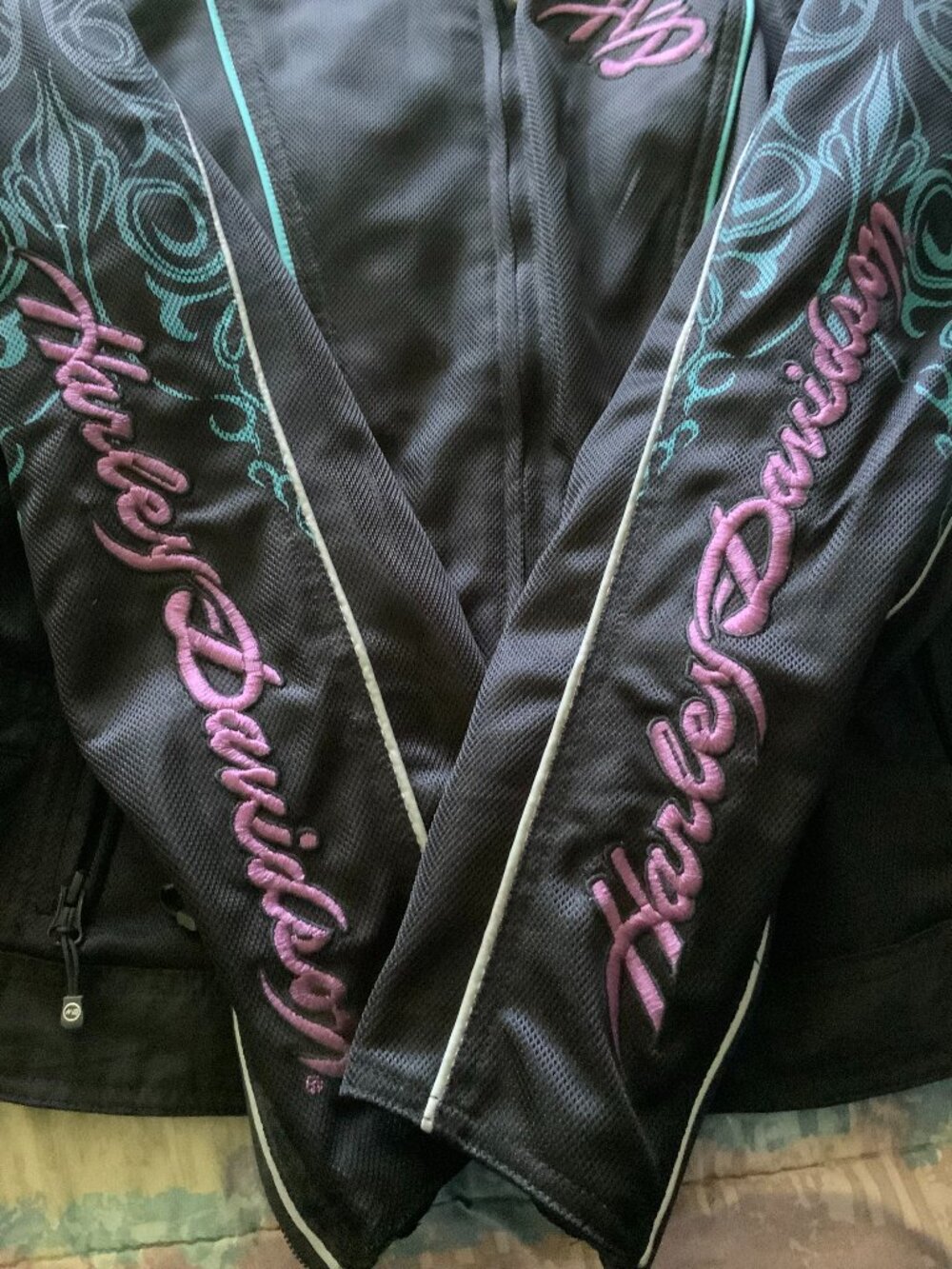 HARLEY DAVIDSON WOMEN'S MOTORCYCLE JACKET - POLYESTER - SIZE XL - Picture 3 of 12